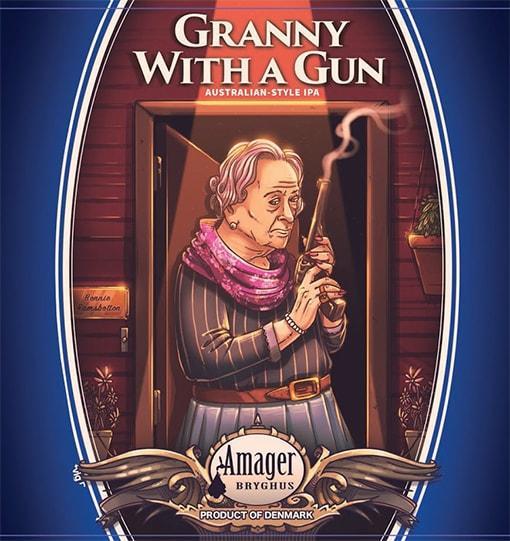 Granny with a gun label