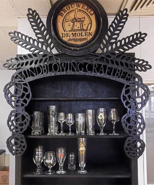 Some glasses waiting to be filled at the De Molen headquarters