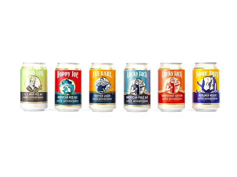 Showcase of Lervig canned beer.
