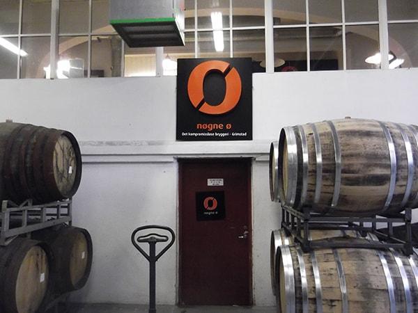 Barrel aging area at the brewery.
